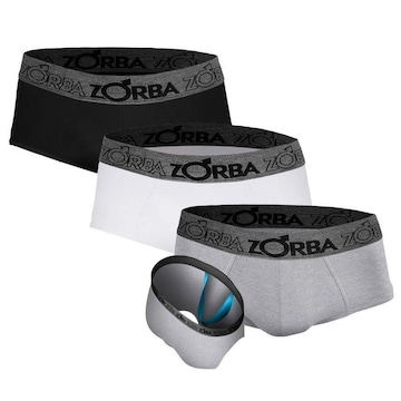 Kit 3 Cuecas Zorba Slip Comsuporte Anatômico - Adulto