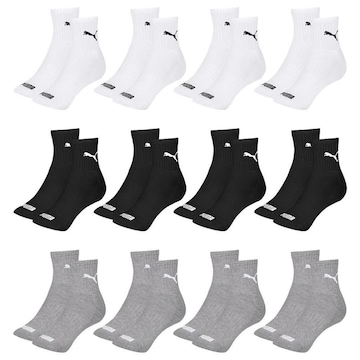 Kit Meia Cano Médio Puma Esportiva - 12 Pares - Masculino