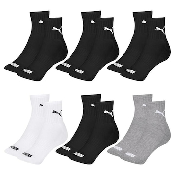 Kit Meia Cano Médio Puma Esportiva - 6 Pares - Masculino