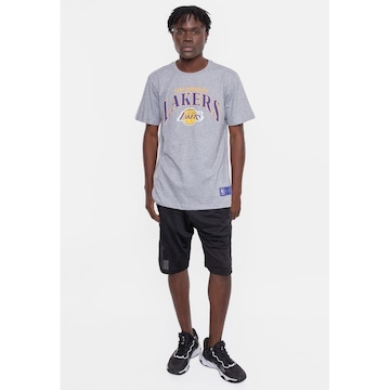 Camiseta Nba Masculina City Name Los Angeles Lakers Cinza Mescla - Nba