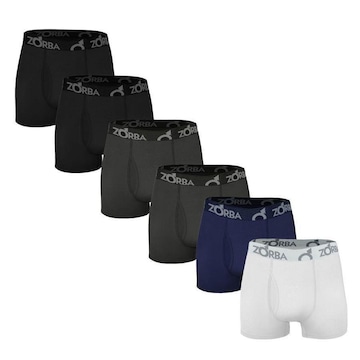 Kit Cuecas Zorba Boxer com Abertura - 6 Unidades - Adulto