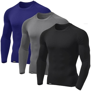 Kit 3 Camisetas Slim Fitness Tecido Gelado Proteção UV Raios Solares - Masculina