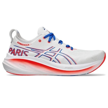 Tênis Asics Gel-Nimbus 26 Maratona de Paris - Masculino - Branco com Vermelho E Azul - Asics