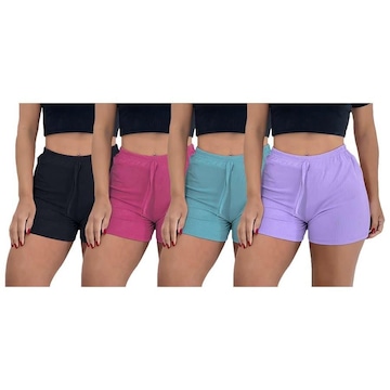 Kit de Shorts Pmc Canelado - Feminino - 4 unidades