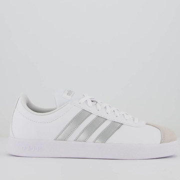 Tênis Adidas Vl Court Base Feminino Branco E Prata