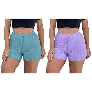 Kit Shorts Pmc Canelado com 2 Unidades - Feminino