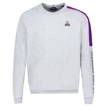 Blusa Saison Crew Sweat Ss Nº1 Cinza e Roxo - Le Coq Sportif - Le Coq Sportif