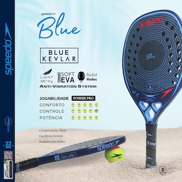 Raquete Beach Tennis Blue Unique Kevlar + Beach Bag  Speedo -  Carbono Blue