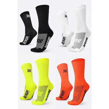 Kit Meia de Corrida Hupi Sport Lisas Coloridas - 4 Pares - Unissex