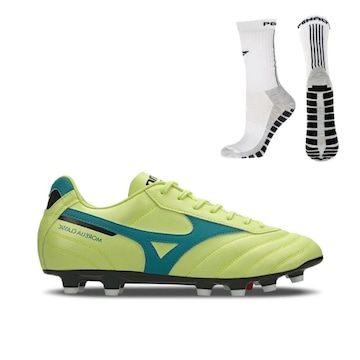 Chuteira de Campo Mizuno Morelia Classic Md + Meia Antiderrapante - Adulto