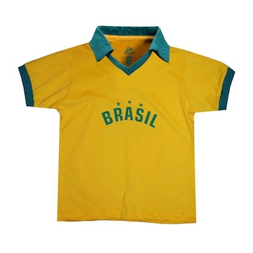 Camiseta do Brasil Polo Estrelas 10 Infantil - Liga Retro