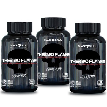 Termogênico Thermo Flame 60 Caps - Kit com 3 Unid - Black Skull