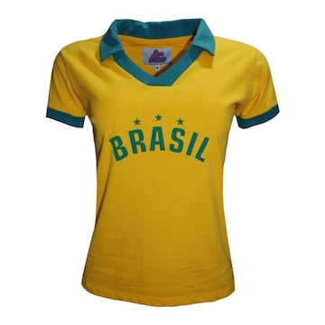 Camiseta do Brasil Polo Estrelas 9 Feminina - Liga Retro