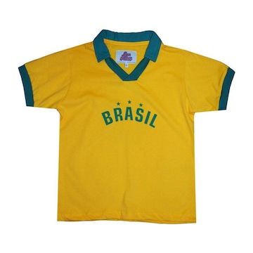 Camiseta do Brasil Polo Estrelas 9 Infantil - Liga Retro