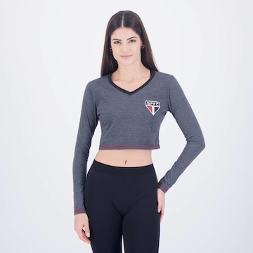 Blusa Cropped Manga Longa do São Paulo Pond Braziline - Feminino