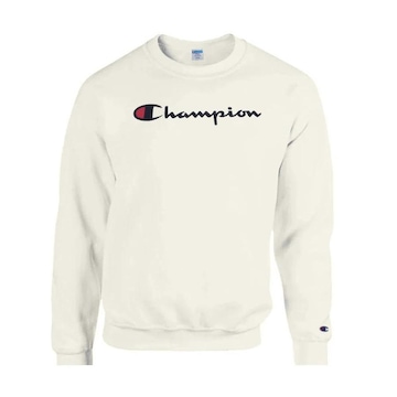 Blusão de Moletom sem Capuz Champion Felpado Gola Careca Fleece Script - Masculino