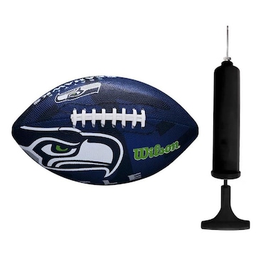 Kit Bola de Futebol Americano Wilson Nfl Seatle Seahawks + Bomba de Ar