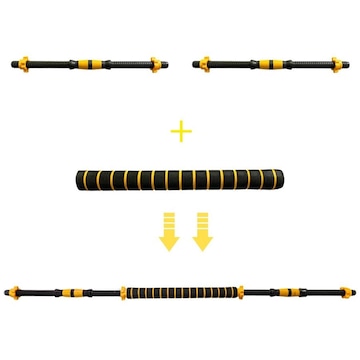 Barra Supino Halter Musculação E Conector Yangfit Kit 2 Em 1