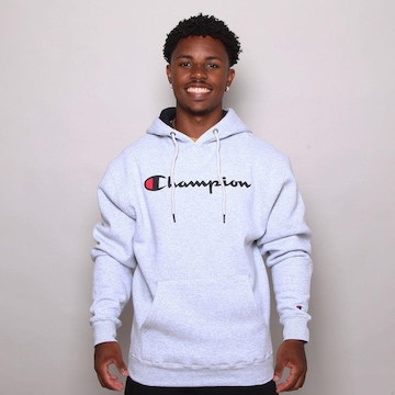 Blusão de Moletom com Capuz Champion Script Logo Print Tec Medio Gf89B Y06794 Brasil - Masculino