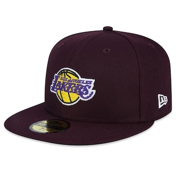 Bone New Era 59Fifty Los Angeles Lakers Logo History - Masculino