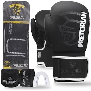 Kit Luvas de Boxe e Muay Thai Pretorian Fx2 + Bandagem + Bucal