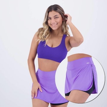 Conjunto Selene Top Canelado sem Costura + Shorts Saia - Feminino