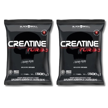 Kit 2X Creatine Creatina Turbo 500G Black Skull