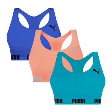 Kit Top Fitness Puma Nadador sem Costura - 3 Unidades - Feminino