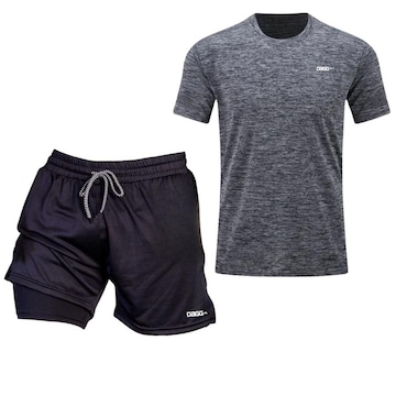 Kit Dagg: Camiseta Academia Respirável + Bermuda Esportiva 2 em 1 Shorts Calção - Masculino