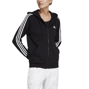 Blusão de Moletom adidas Zíper Regular Essentials 3 Stripes - Feminino