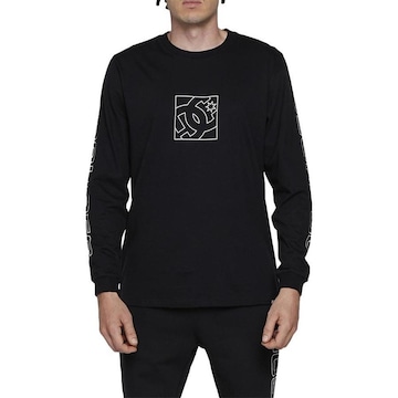 Camiseta Dc Shoes Manga Longa Static Outine Star Wt24 Preto