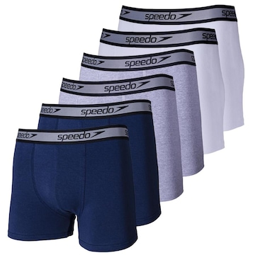 Kit de Cuecas Boxer Cotton Speedo com 6 Unidades - Adulto