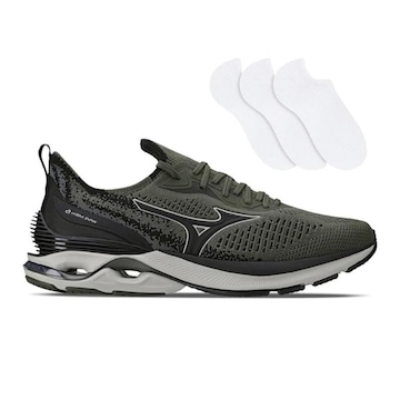 Kit Tênis Mizuno Wave Mirai 6 Masculino + 3 Pares de Meias - Masculino