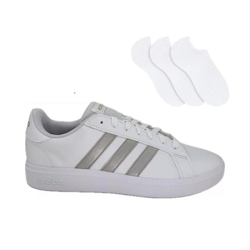 Kit Tênis adidas Grand Court Base 2.0 - Feminino + 3 Pares de Meias