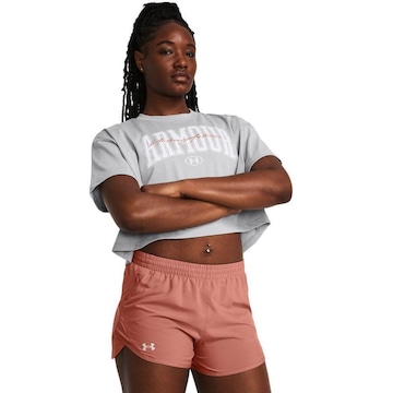 Blusa Cropped de Treino Under Armour Heivyweight Scripted Wordmark - Feminina