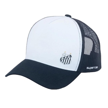 Boné Aba Curva  Supercap Santos Trucker Silk 3D - Snapback - Adulto