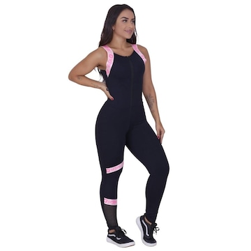 Macacão Fitness Feminino Suplex Alta Compressão Zíper Poliamida Orbis