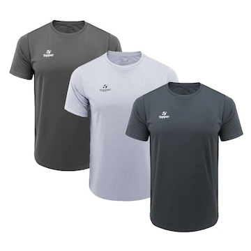 Kit Camiseta Topper Faster - 3 Unidades - Masculina