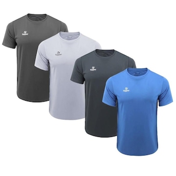 Kit Camiseta Topper Faster - 4 Unidades - Masculina