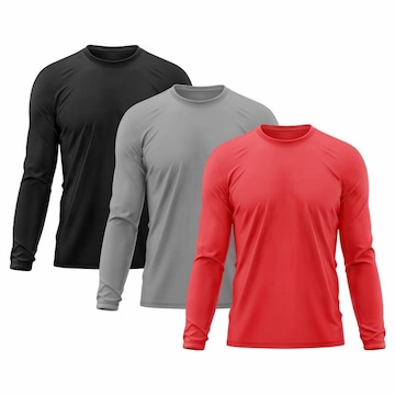 Kit 3x Camisas Térmicas Adriben Proteção Solar UV 50 - Masculina