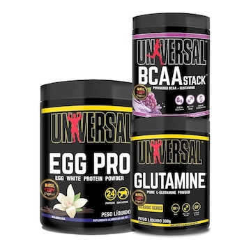 Kit Egg Pro 454g + Bcaa Stack 250g + Glutamina 300g - Universal