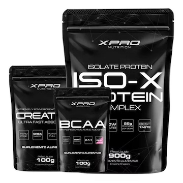 Kit Iso-X 900Gr Chocolate + Creatina 100Gr + Bcca Morango 100Gr - Xpro Nutrition