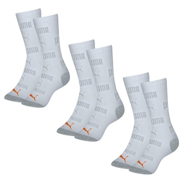 Meia Cano Longo Puma Esportiva - 3 Pares - Masculina