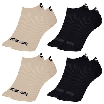 Kit Meia Puma Sapatilha Logo - 4 Pares - Feminina