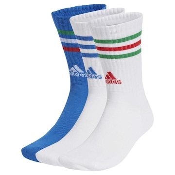 Meia Cano Longo Adidas 3 Stripes - 3 Pares - Unissex