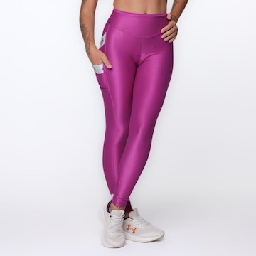 Calça Legging Orbis Fitness Cós Alto Bolso Lateral Recortes - Feminina