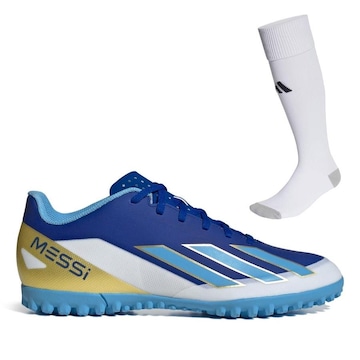 Chuteira Society adidas X Crazyfast Club Messi + Par de Meião adidas Milano 23 - Adulto