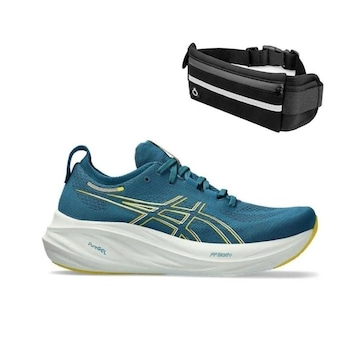 Kit Tênis Asics Gel-Nimbus 26 Masculino + Pochete de Corrida