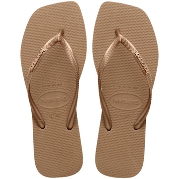 Chinelo Havaianas Slim Square Logo Metallic - Feminino