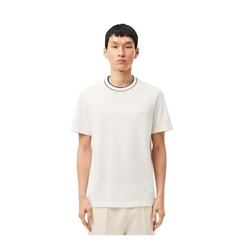 Camiseta Lacoste de Piqué Com Gola Listrada em Stretch - Masculina